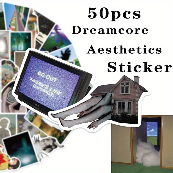 50pcs Art Aesthetic,Dreamcore Sticker | Suitable for Phone Case, Skateboard, Notebook, Water, Desktop Decoration. Sticker with Artistic Color.