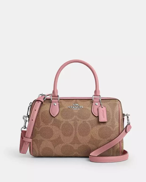 Silver Rowan Satchel Bag In Maxi Signature Canvas