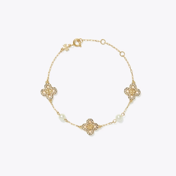 Forget Me Not Pearl Bracelet in yellow, size OS