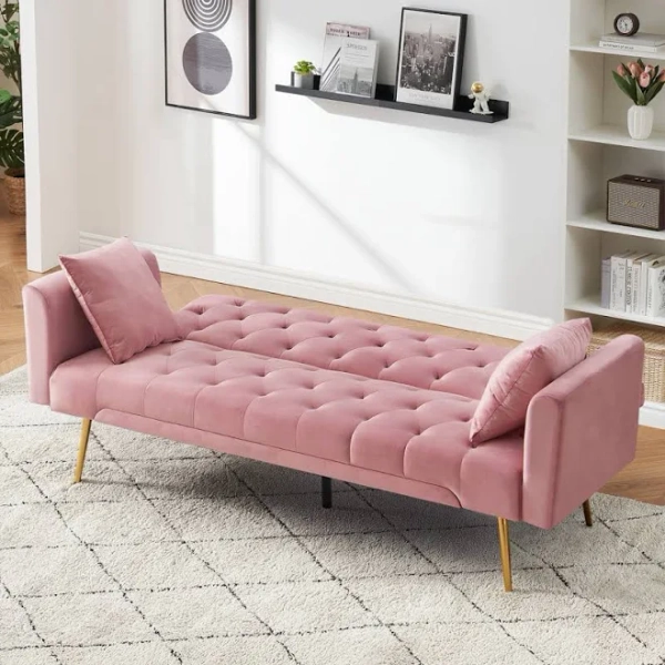 Mercer41 Convertible Velvet Loveseat Sleeper Sofa Couch