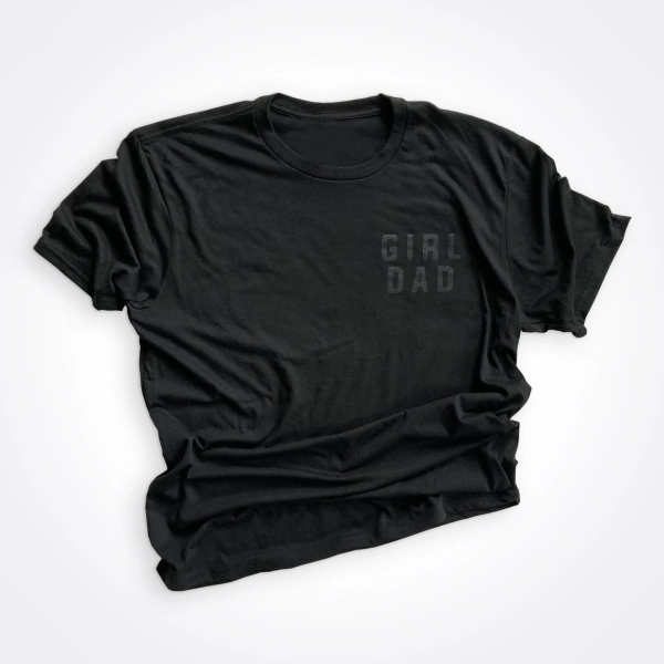 Girldad® Black on Black Left Chest Tee, Girl Dad, Girl Dad Gift, Girldad, Dad of Girl, dad of girls shirt, Gift for Dad, Dad Shirt