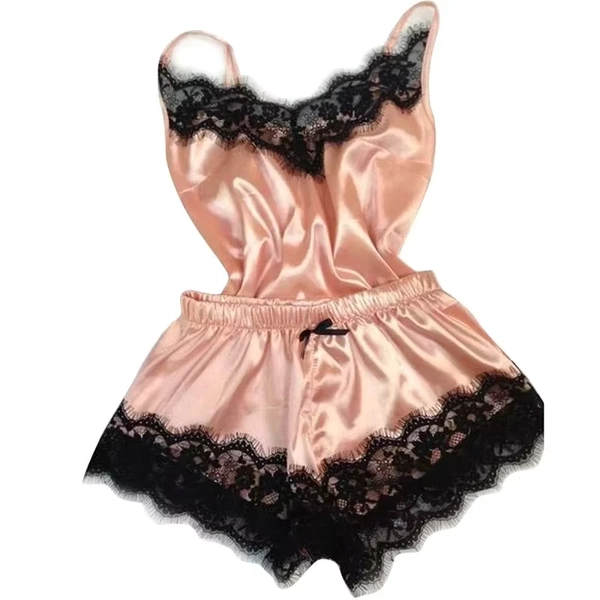 Summer Lace Silk Pajama Set for Women Sleepwear Sexy Lingerie Cami Top and Shorts Sets Comfortable Casual Pijamas - AliExpress 200574005