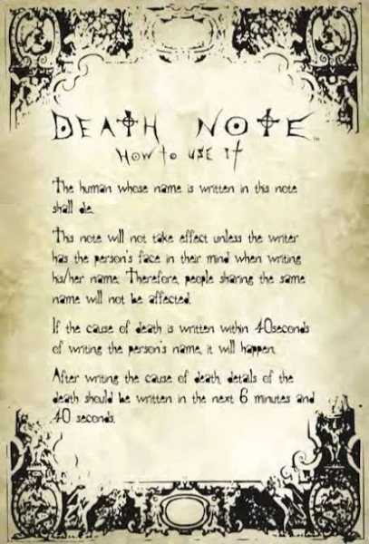 Death Note Note 24x36 Poster