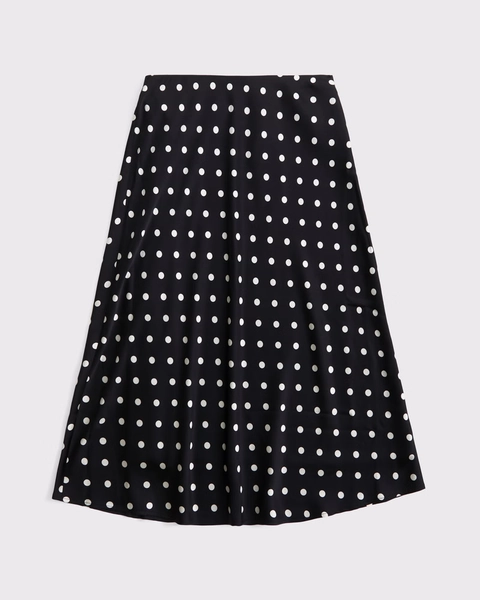 High Rise Satin Midi Skirt