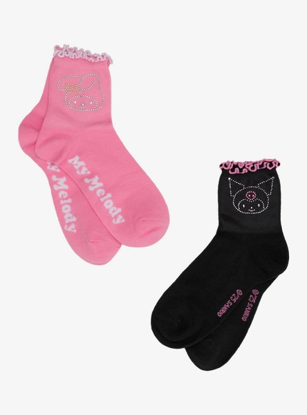 My Melody & Kuromi Rhinestone Ankle Socks 2 Pair