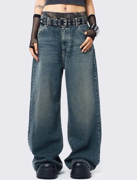 Y2k Baggy Jeans with Green Overdye