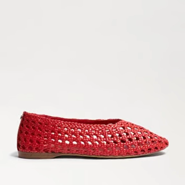 Shira Woven Ballet Flat - Red Woven Leather