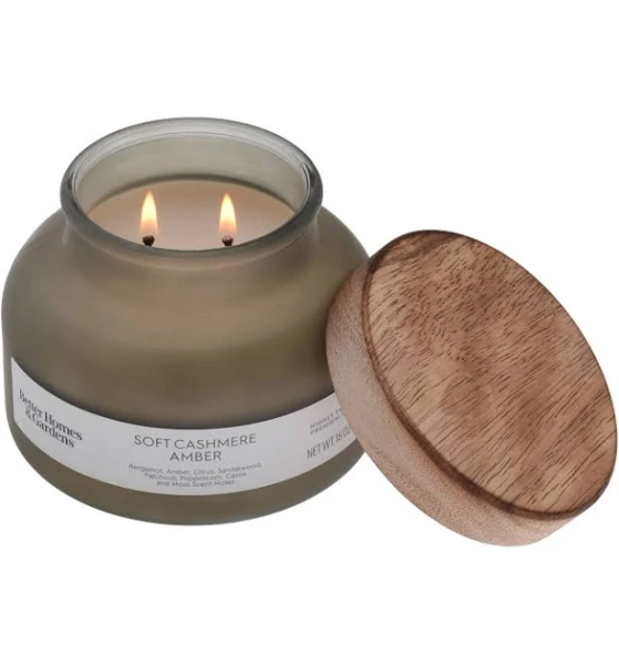 Better Homes and Gardens Soft Cashmere Amber 2-Wick Frosted Jar Candle
