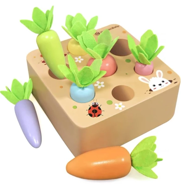 Muhe Montessori Toys Carrot Harvest Learning Shape Game