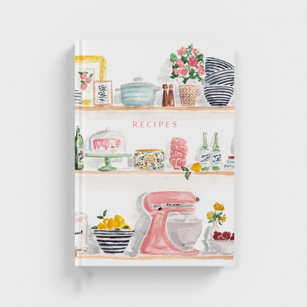 Kitchen Shelves Recipe Journal with Lined Pages - Notebook for Writing Recipes - Preppy Farmhouse Recipe Journal