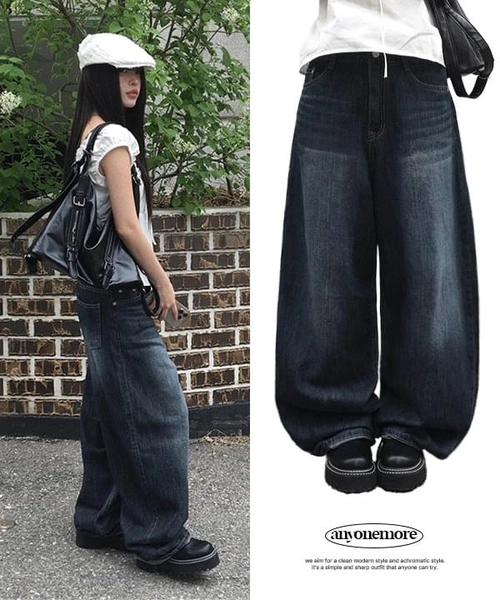 Ricl denim Dark Blue Faded denim pants