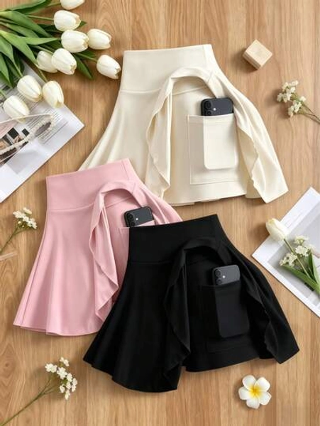 3 Pack Women's  Summer Clothes Active Skorts With Pockets, High Waist Lightweight Athletic Skirts  For Tennis Golf Yoga Running Daily Wear Womens Short Skirt - Size XS
