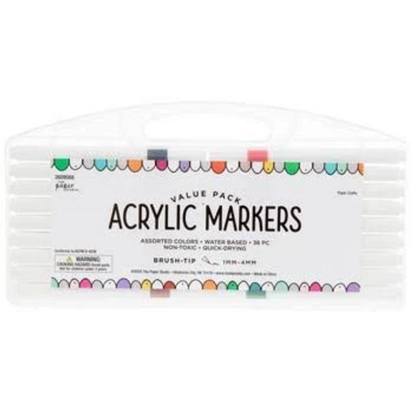 Acrylic Brush Markers Value Pack - 36 Piece Set