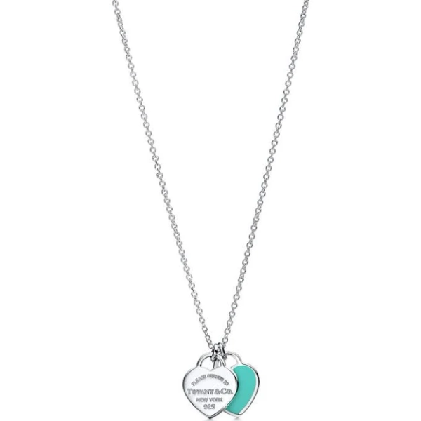 Return to Tiffany Double Heart Tag Pendant in Silver Mini