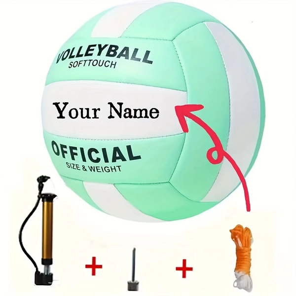 1pc Customizable Engraved Name, Logo, Soccer Team Name 5-Number Volleyball, with (Pump, Needle, Net Bag) - Indoor/Outdoor/Beach Volleyball - Ideal for Training, Competition