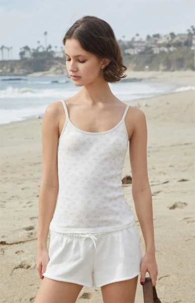 White & Pink Teddy Bear Skylar Tank Top