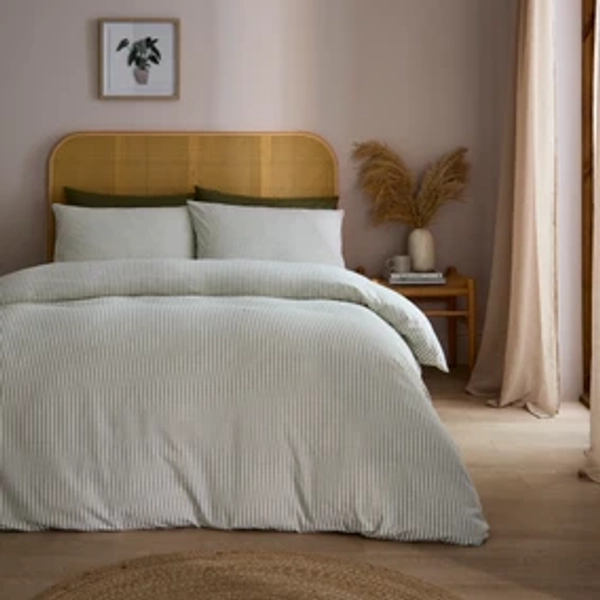 Camille Stripe 100% Brushed Cotton Duvet Cover & Pillowcase Set