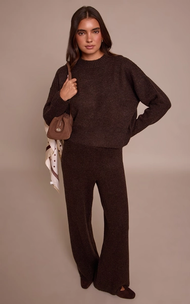 Chocolate Wide Leg Knitted Pants | Knitwear | PLT USA