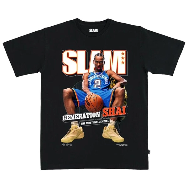 Unisex Oklahoma City Thunder Shai Gilgeous-Alexander SLAM Black February/March 2025 Cover Graphic T-Shirt