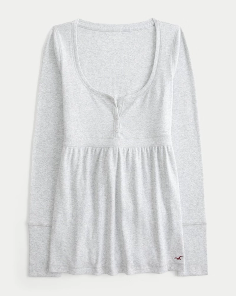Easy Tie-Back Henley Babydoll Top