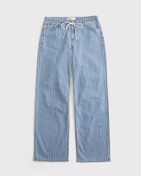 Curve Love Linen-Blend Low Rise Ultra Loose Drawstring Jean