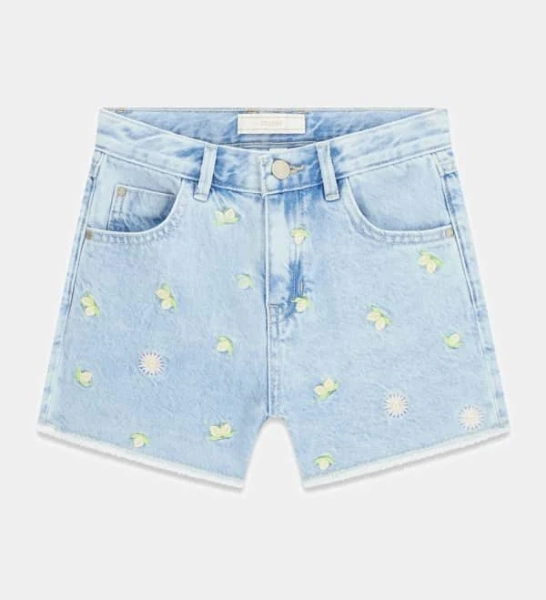 Guess Girls Embroidered Lemon Denim Shorts