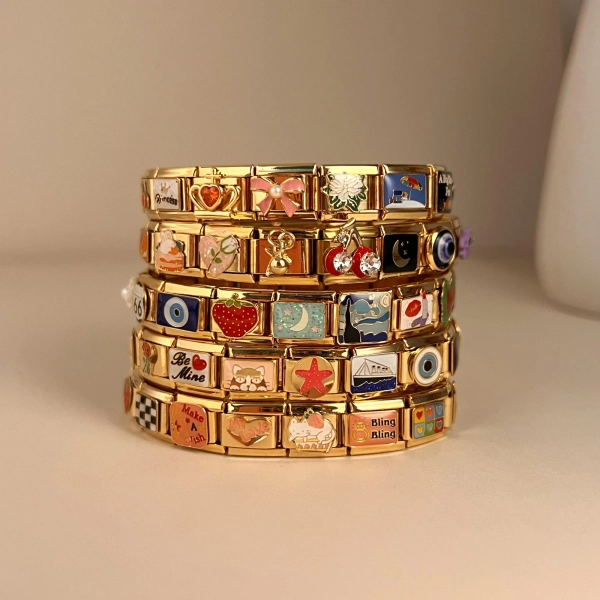 Custom Italian Charm Bracelet, Gold Italy Charms Bracelet, Vintage Best Friend Bracelet, Handmade Italian Watch Bracelets for Women Gifts