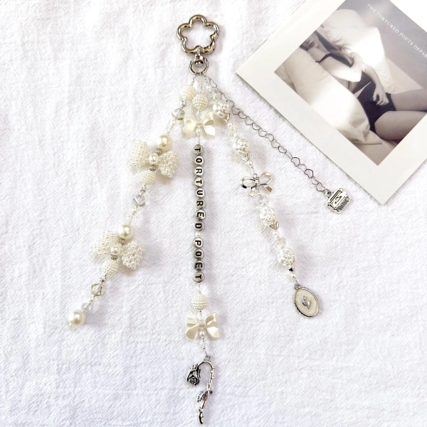 Tortured Poet Beaded Keychain or Bag Charm With Charms