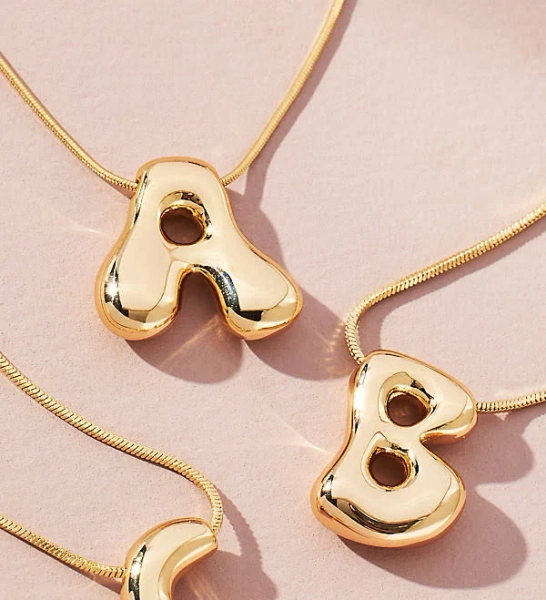 Anthropologie Bubble Letter Monogram Necklace - A