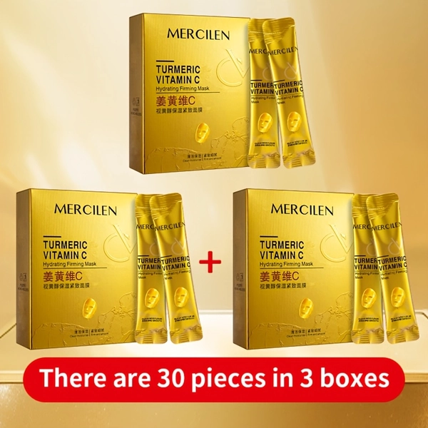3 Boxes of Turmeric Vitamin C Retinol Mask, Containing Nicotinamide and Hyaluronic Acid to Moisturize and Brighten the Facial Skin, Making the Skin Look Younger. Suitable for All Skin Primer and Skin Care Products, Convenient to Carry, Travel Size