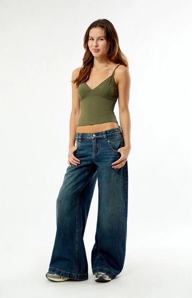 Sloane Low Rise Ultra Baggy Jeans Dark Blue