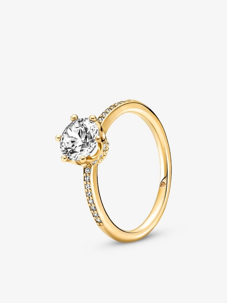 Clear Sparkling Crown Solitaire Ring