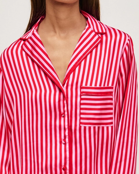 Chemise de pyjama en satin à rayures