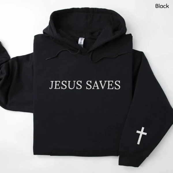 Custom Embroidered Jesus Saves Hoodie