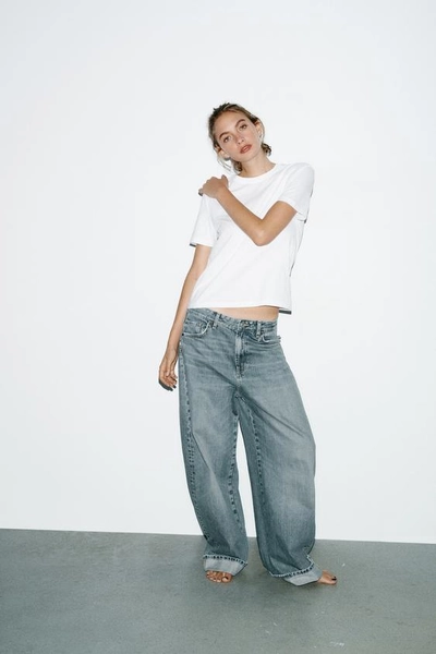 TRF BAGGY FOLDED MID-WAIST JEANS