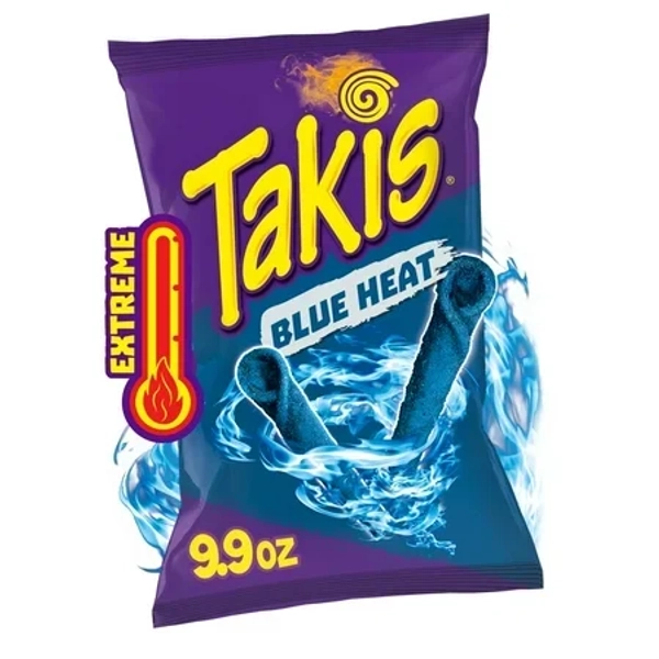 Takis Blue Heat 9.9 oz Sharing Size Bag  Hot Chili Pepper Rolled Tortilla Chips
