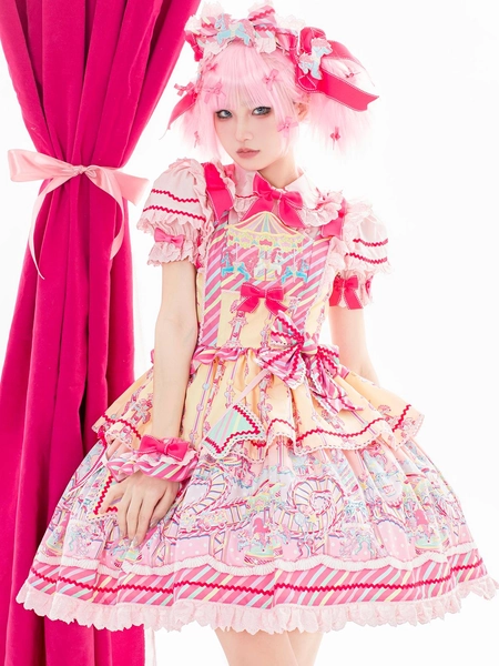 Candy Park - Sweet Lolita Print Jumper Dress