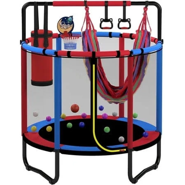 Segmart Mini Round Trampoline with Basketball Hoop