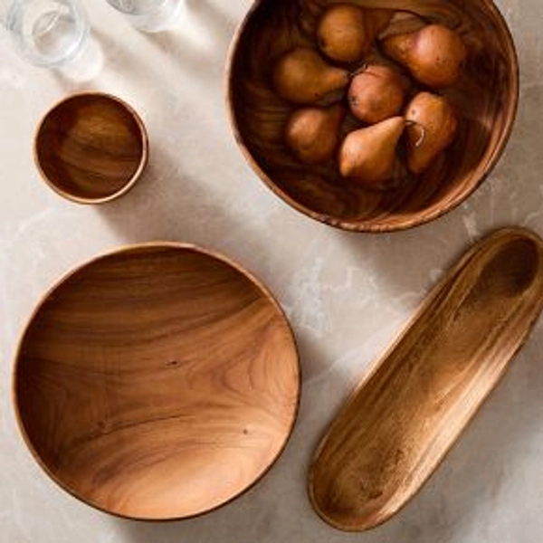 Organic Shaped Wood Serving Bowls