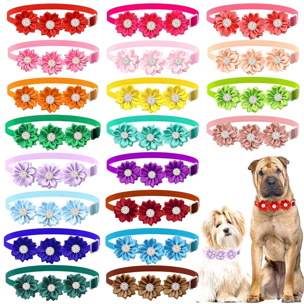 Dalrosia 20PCS Christmas Dog Collar Bow Tie Flower with Diamond Crystal, Adjustable Puppy Dog Christmas Collar Bows Pet Collar Tie Cat Bowties for Birthday Party Wedding Dogs Bowties - Walmart.com