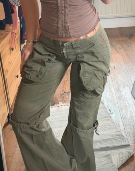 Miss sixty low rise khaki cargo trousers