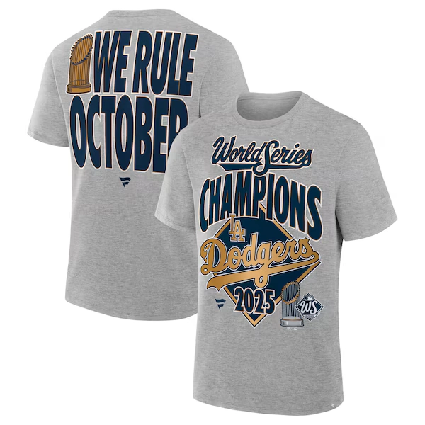 Men's Los Angeles Dodgers Fanatics Steel 2025 World Series Champions Locker Room Authentic T-Shirt