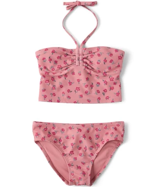 Sugar and Jade Tween Girls Floral Halter Bikini Swimsuit