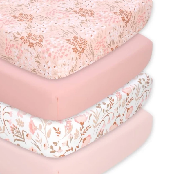 The Peanutshell Whimsical Floral Microfiber Crib Sheets