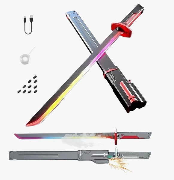 Spark Effect Sword with Sparks &amp; Smoke 31.5in Cosplay Multicolored Lights Sword