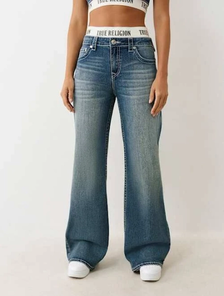 True Religion Women's Bobbi Detachable Boxer Baggy Jean