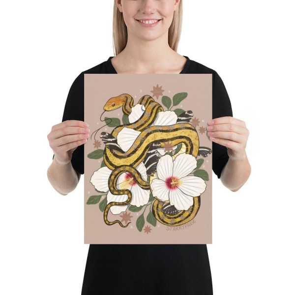Yellow Rat Snake Florida Flora and Fauna Art Print Reptile Artwork