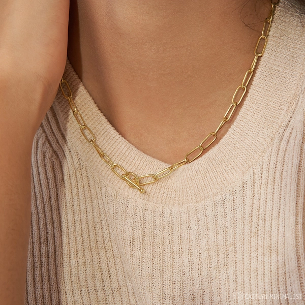 Fav Perfect Layering Link Necklace with Toggle Clasp • Minimalist Necklace • Paper Clip Necklace • NM67a