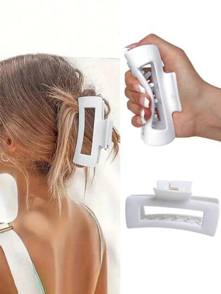 10cm Soft Silicone Square Hollow Hair Claw Clip, Suitable For Thick Hair, Matte Hair Claw Hair Accessory Hair Accessories Women Hair Clips Ladies Hair Clamps Elegant Hair Jaw Clip Autumn Accessories Fall Winter For Vacation Outfits Woman
