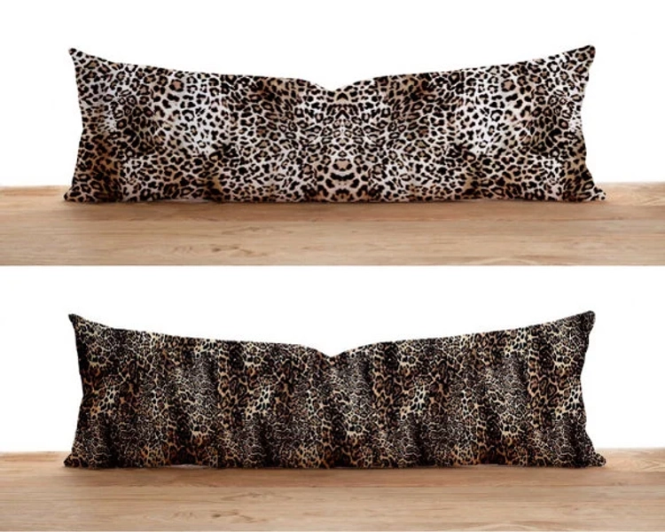 Leopard Print Lumbar & Body Pillow Cover, Animal Print Bolster Pillow Case, Oversized Long Pillow Cover, 16x24 20x28, Any Size Pillow